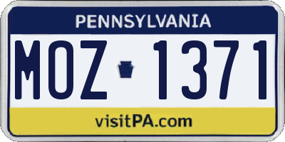 PA license plate MOZ1371