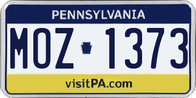 PA license plate MOZ1373