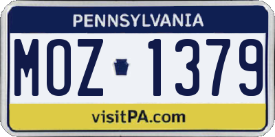 PA license plate MOZ1379
