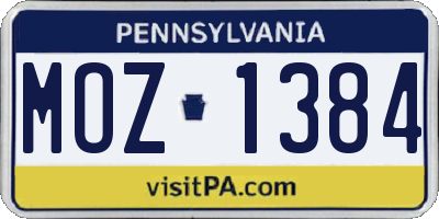 PA license plate MOZ1384