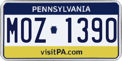 PA license plate MOZ1390