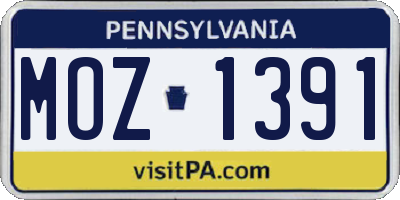 PA license plate MOZ1391