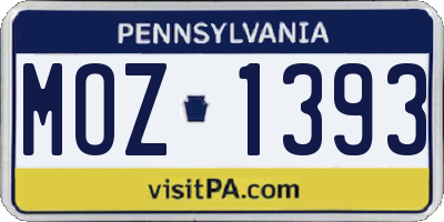 PA license plate MOZ1393