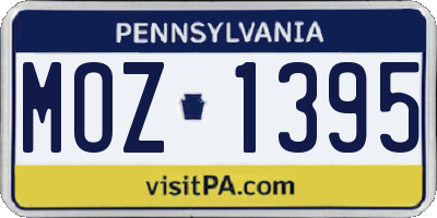 PA license plate MOZ1395