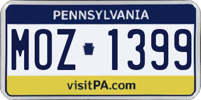 PA license plate MOZ1399