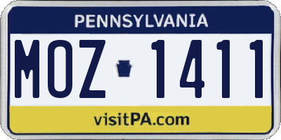 PA license plate MOZ1411