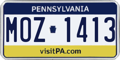 PA license plate MOZ1413