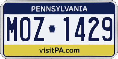 PA license plate MOZ1429