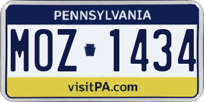 PA license plate MOZ1434