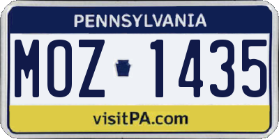 PA license plate MOZ1435