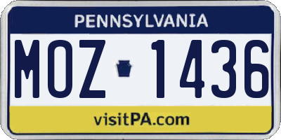 PA license plate MOZ1436