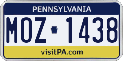 PA license plate MOZ1438