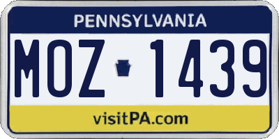 PA license plate MOZ1439