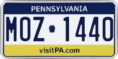 PA license plate MOZ1440