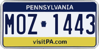 PA license plate MOZ1443