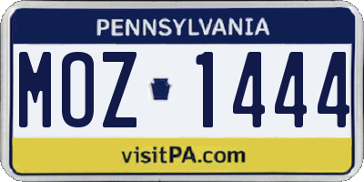 PA license plate MOZ1444