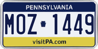 PA license plate MOZ1449
