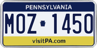PA license plate MOZ1450