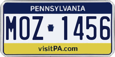 PA license plate MOZ1456