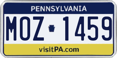 PA license plate MOZ1459
