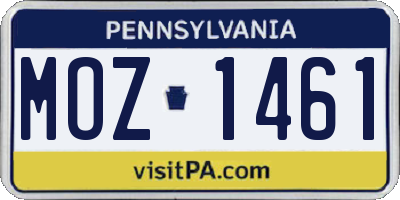 PA license plate MOZ1461