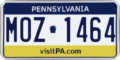PA license plate MOZ1464