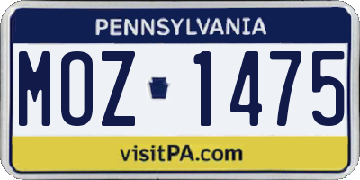 PA license plate MOZ1475