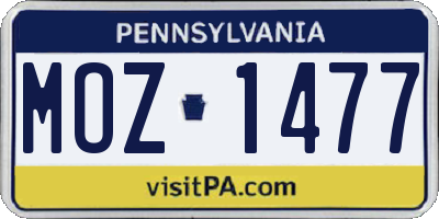 PA license plate MOZ1477