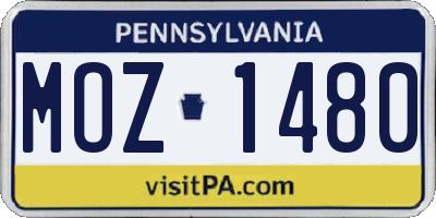 PA license plate MOZ1480