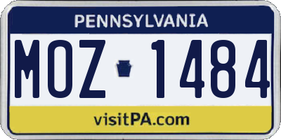 PA license plate MOZ1484