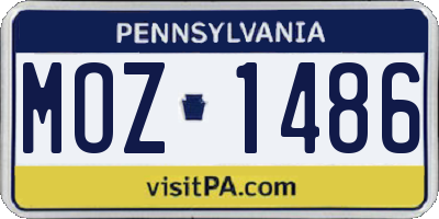 PA license plate MOZ1486