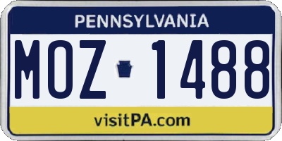 PA license plate MOZ1488