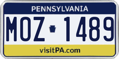 PA license plate MOZ1489