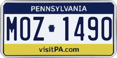 PA license plate MOZ1490