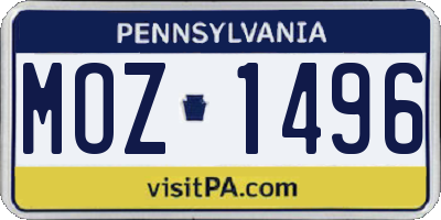PA license plate MOZ1496