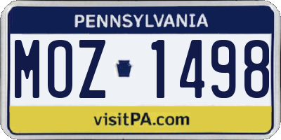 PA license plate MOZ1498