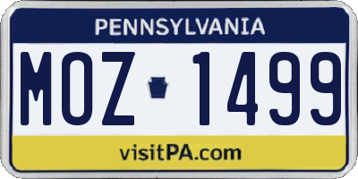 PA license plate MOZ1499