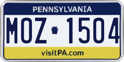 PA license plate MOZ1504