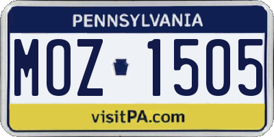 PA license plate MOZ1505