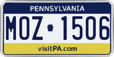 PA license plate MOZ1506