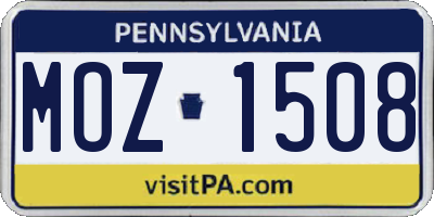 PA license plate MOZ1508