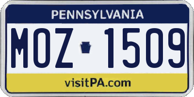 PA license plate MOZ1509