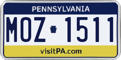 PA license plate MOZ1511