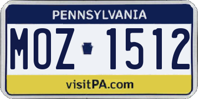 PA license plate MOZ1512