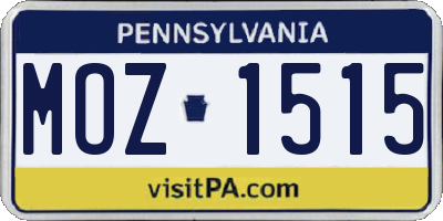 PA license plate MOZ1515