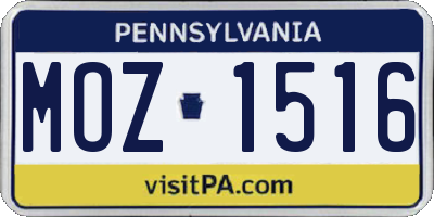 PA license plate MOZ1516