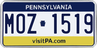 PA license plate MOZ1519