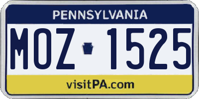 PA license plate MOZ1525