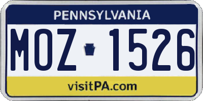 PA license plate MOZ1526