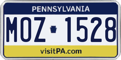 PA license plate MOZ1528